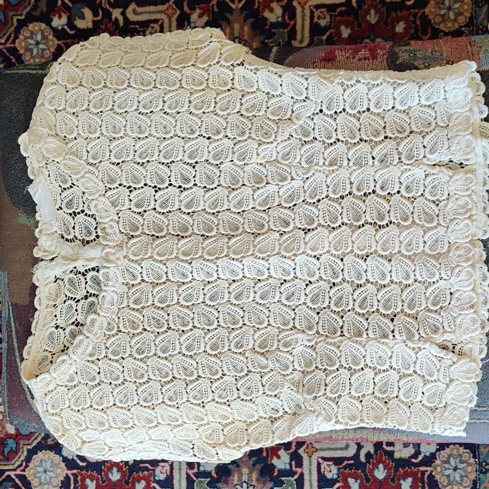 Vintage Roy Lynn Cream Openwork Lace Top S